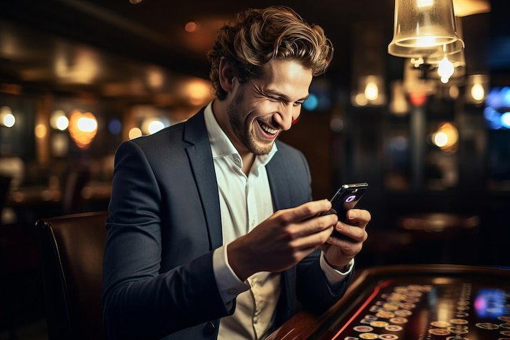 Antarmuka Wolf Gold di rr999 slot menampilkan gulungan dengan simbol serigala dan bulan emas